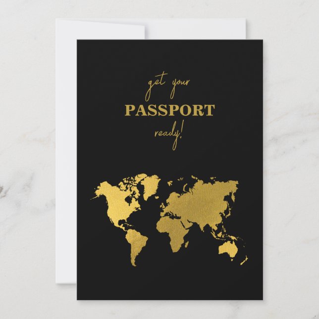 Reserve A Data Passaporte Preto Dourado para Casamento em Destino (Frente)