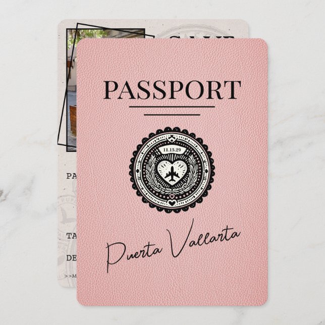 Reserve A Data Passaporte Puerta Vallarta Rosa Salvar Data (Frente/Verso)