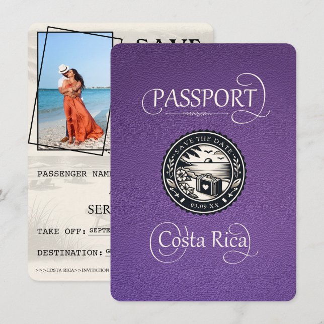 Reserve A Data Passaporte Purple Costa Rica (Frente/Verso)