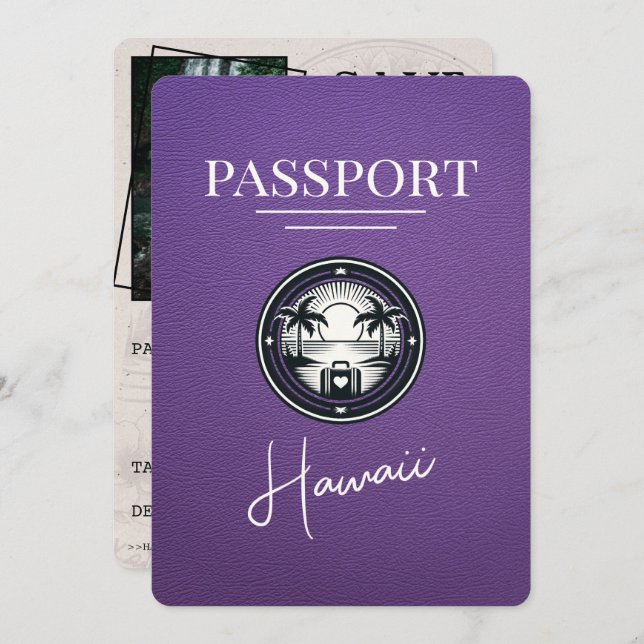 Reserve A Data Passaporte Purple Hawaii Salvar Data (Frente/Verso)