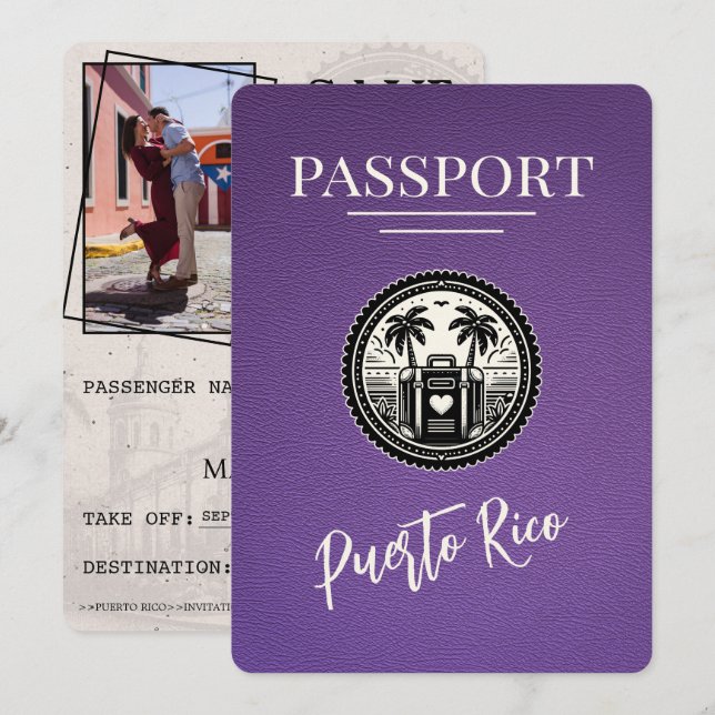 Reserve A Data Passaporte Purple Porto Rico (Frente/Verso)