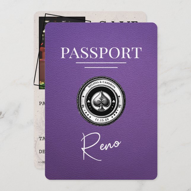 Reserve A Data Passaporte Purple Reno Salvar A Data (Frente/Verso)