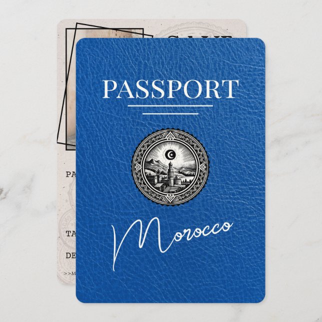 Reserve A Data Passaporte Real Azul De Marrocos Exceto A Data (Frente/Verso)