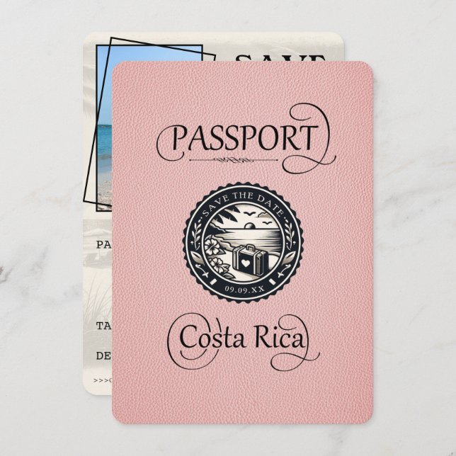 Reserve A Data Passaporte Rosa Costa Rica (Frente/Verso)