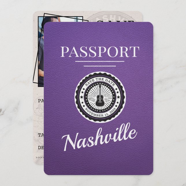 Reserve A Data Passaporte Roxo Nashville Salvar A Data (Frente/Verso)