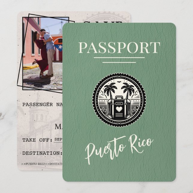 Reserve A Data Passaporte Sage Green Porto Rico (Frente/Verso)