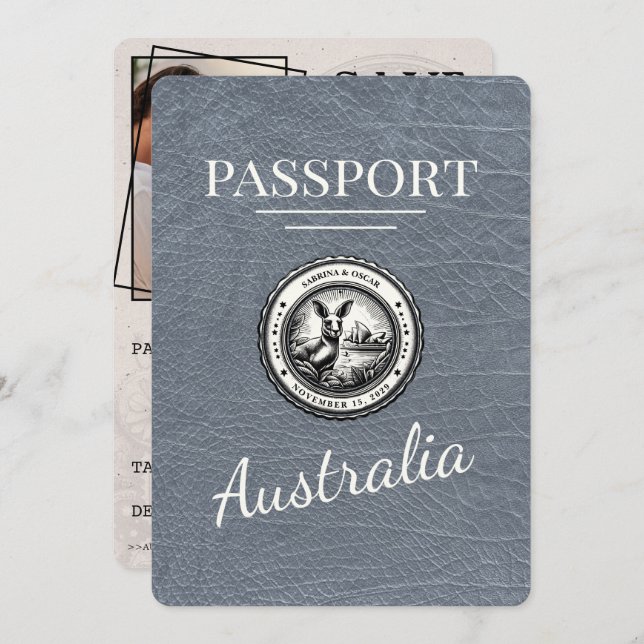 Reserve A Data Passaporte Silver Austrália Salvar Data (Frente/Verso)