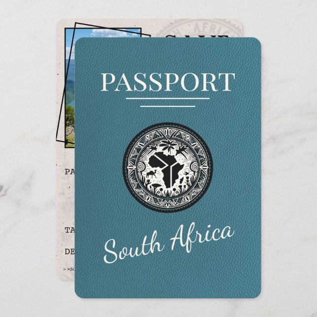 Reserve A Data Passaporte Teal África do Sul (Frente/Verso)
