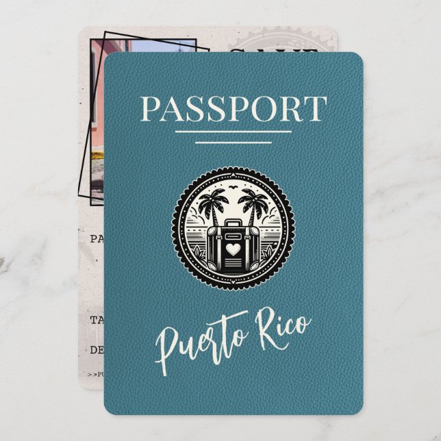 Reserve A Data Passaporte Teal Porto Rico (Frente/Verso)