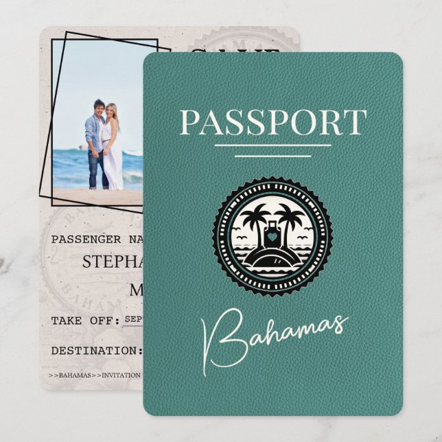 Reserve A Data Passaporte Turquoise Bahamas Exceto Data (Frente/Verso)