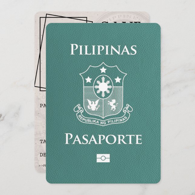 Reserve A Data Passaporte Turquoise Filipinas Exceto Data (Frente/Verso)