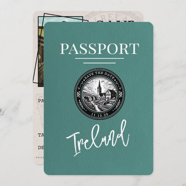 Reserve A Data Passaporte Turquoise Irlanda Exceto Data (Frente/Verso)