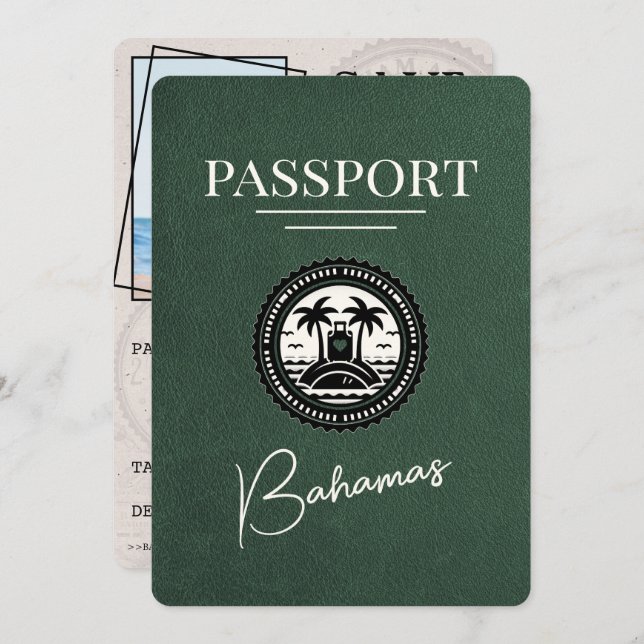 Reserve A Data Passaporte Verde Bahamas Salvar Data (Frente/Verso)