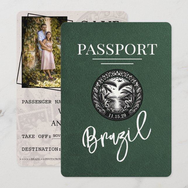 Reserve A Data Passaporte Verde Brasil Salvar Data (Frente/Verso)