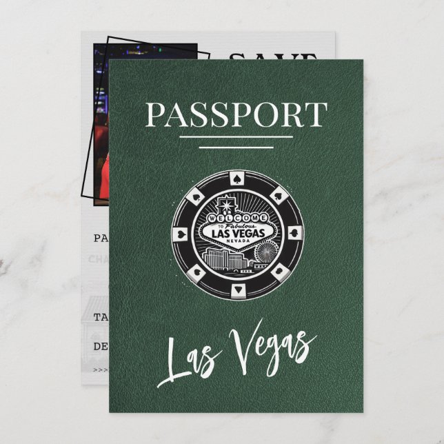 Reserve A Data Passaporte Verde De Las Vegas Salve A Data (Frente/Verso)
