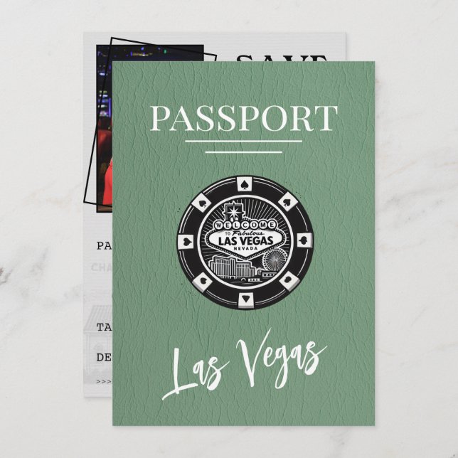 Reserve A Data Passaporte Verde De Las Vegas Salve A Data (Frente/Verso)