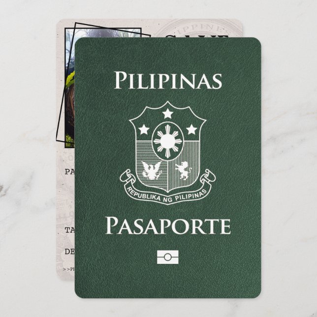 Reserve A Data Passaporte Verde Filipinas Salvar a Data (Frente/Verso)