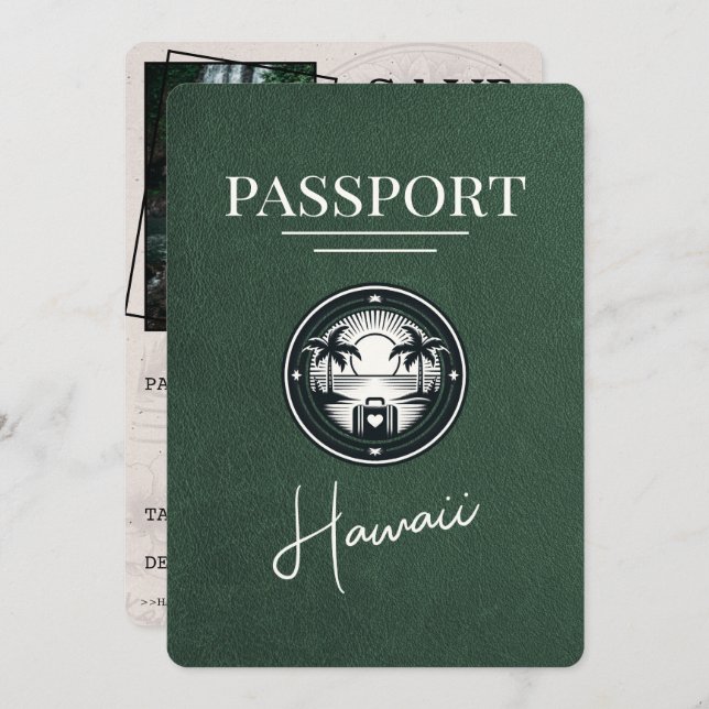 Reserve A Data Passaporte Verde Hawaii Salvar Data (Frente/Verso)