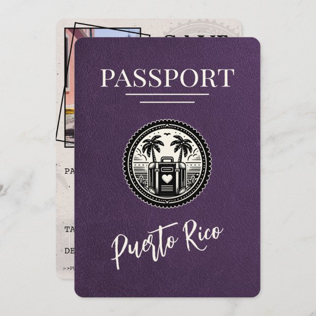 Reserve A Data Passaporte Violet Porto Rico (Frente/Verso)
