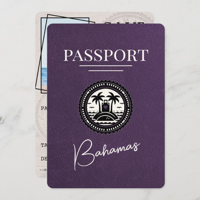 Reserve A Data Passaporte Violet Purple Bahamas Exceto Data (Frente/Verso)
