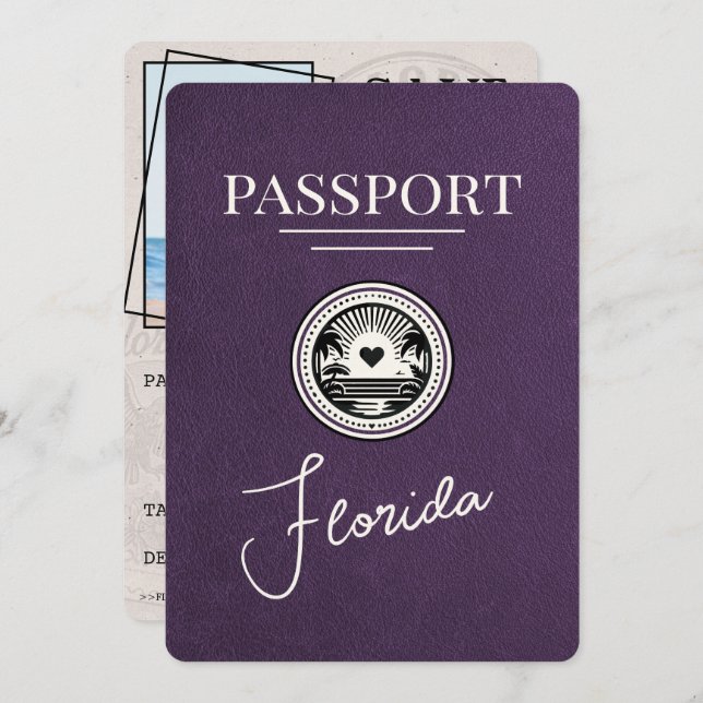 Reserve A Data Passaporte Violet Purple Florida Salve A Data (Frente/Verso)