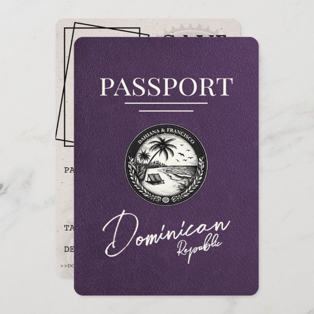 Reserve A Data Passaporte Violet Purple República Dominicana (Frente/Verso)
