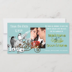 Reserve A Data Pássaros de Amor Vintage Salve a Data Sua Foto