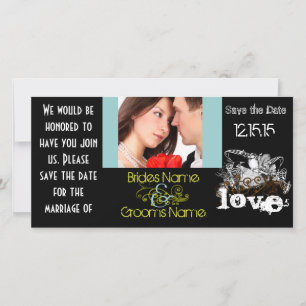 Reserve A Data Pássaros de Amor Vintage Salve o Dia Sua Foto
