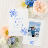 Pássaros do Amor Blue Chinoiserie Código QR Casame