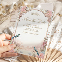 Pássaros Românticos Enrubescem Rosa Floral Casamen