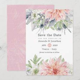 Reserve A Data Pastel Blush Pink Dahlia Casamento Salvar Data