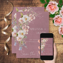 Pastel Floral Moderno Casamento Rosa