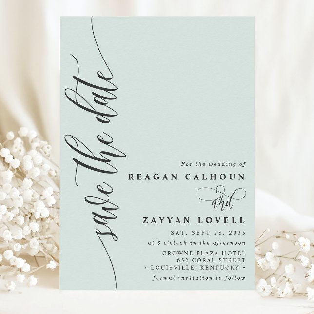 Reserve A Data Pastel Mint Simples Moderno Script Salve A Data (Criador carregado)