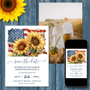 Reserve A Data Patriótica Americana Bandeira Sunflower PHOTO Wedd
