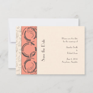 Reserve A Data Peach Art Deco Círculos Salvar Data
