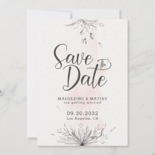 Reserve A Data Peach & cinza romântico romântico casamento eleg