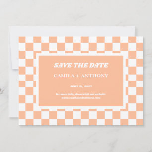 Reserve A Data Peach Fuzz White Checkered Gingham Patterno