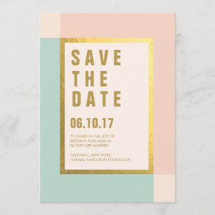 Reserve A Data Peach Mint + Gold Foil Salvar Datas Casamentos