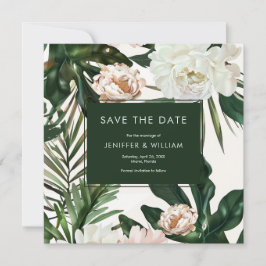 Reserve A Data Peach White Peonies e Green Deixa Casamento Floral