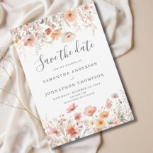 Peach Wildflower Floral Wedding Flat