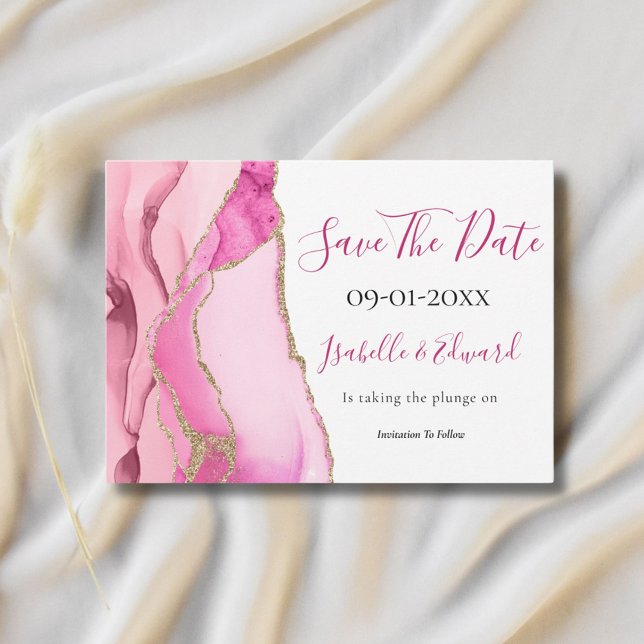 Reserve A Data Pedra de Ágata Rosa Glamourosa com Brilho Dourado  (Criador carregado)