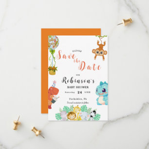 Reserve A Data Pequeno Chá de fraldas Dino Bonito