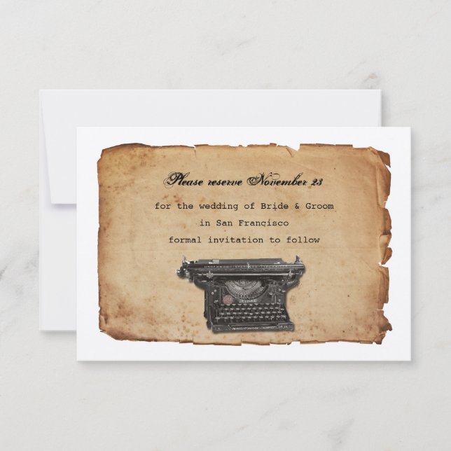 Reserve A Data Pergaminho da Máquina de Digitalização Vintage Sal (Frente)