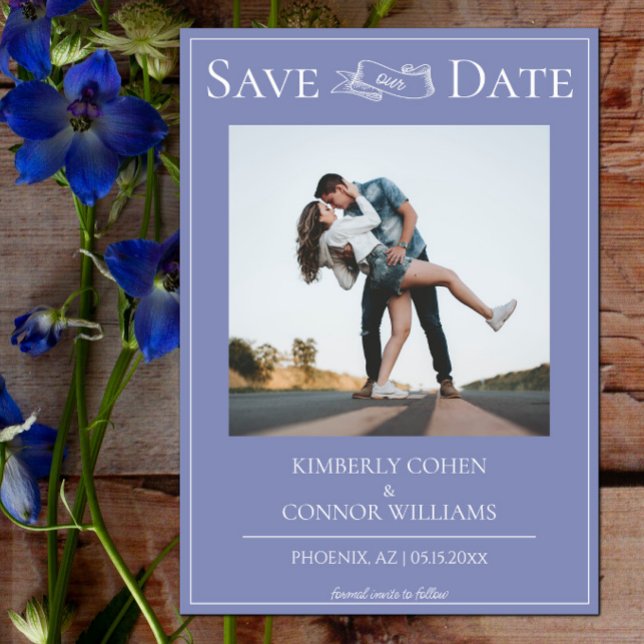 Reserve A Data Periwinkle Moderno Foto Salvar a Data (Periwinkle Modern Photo Save the Date)