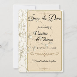 Reserve A Data Pérolas Douradas de Pérola Elegante Casamento Româ