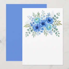 Reserve A Data Personalizado Floral Azul Branco