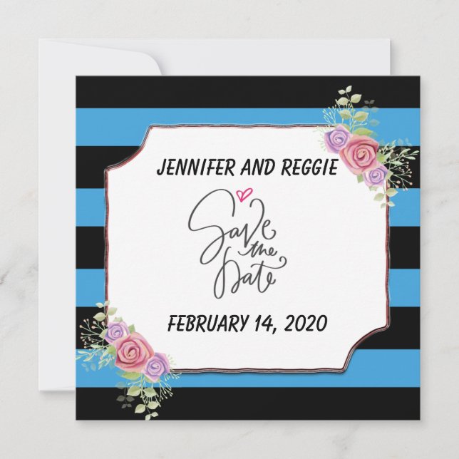 Reserve A Data Personalizado Floral com Distribuição Salvar a Dat (Frente)