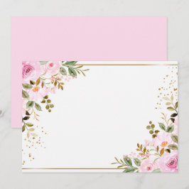 Reserve A Data Personalizado Floral Rosa Branco