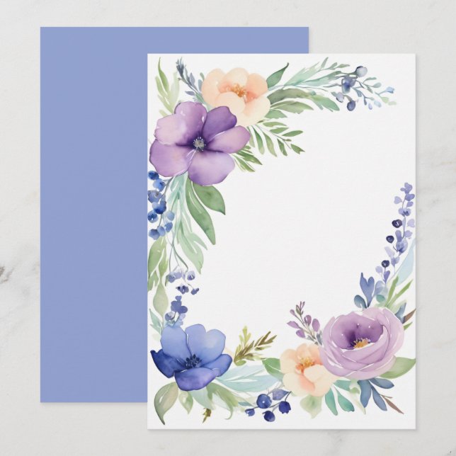 Reserve A Data Personalizado Floral Roxo Azul (Frente/Verso)