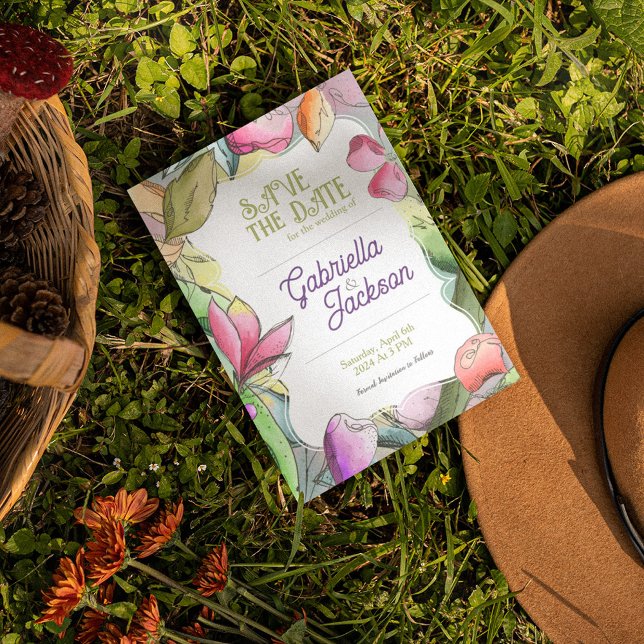 Reserve A Data Personalizar a Linda Aquarela Descrita Flor (Criador carregado)